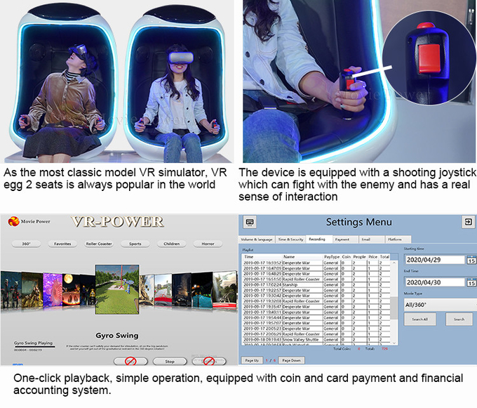 2 Pemain Virtual Reality 9d Egg Chair 9d Vr Roller Coaster Mesin Game Simulator Motion Platform Simulator 4
